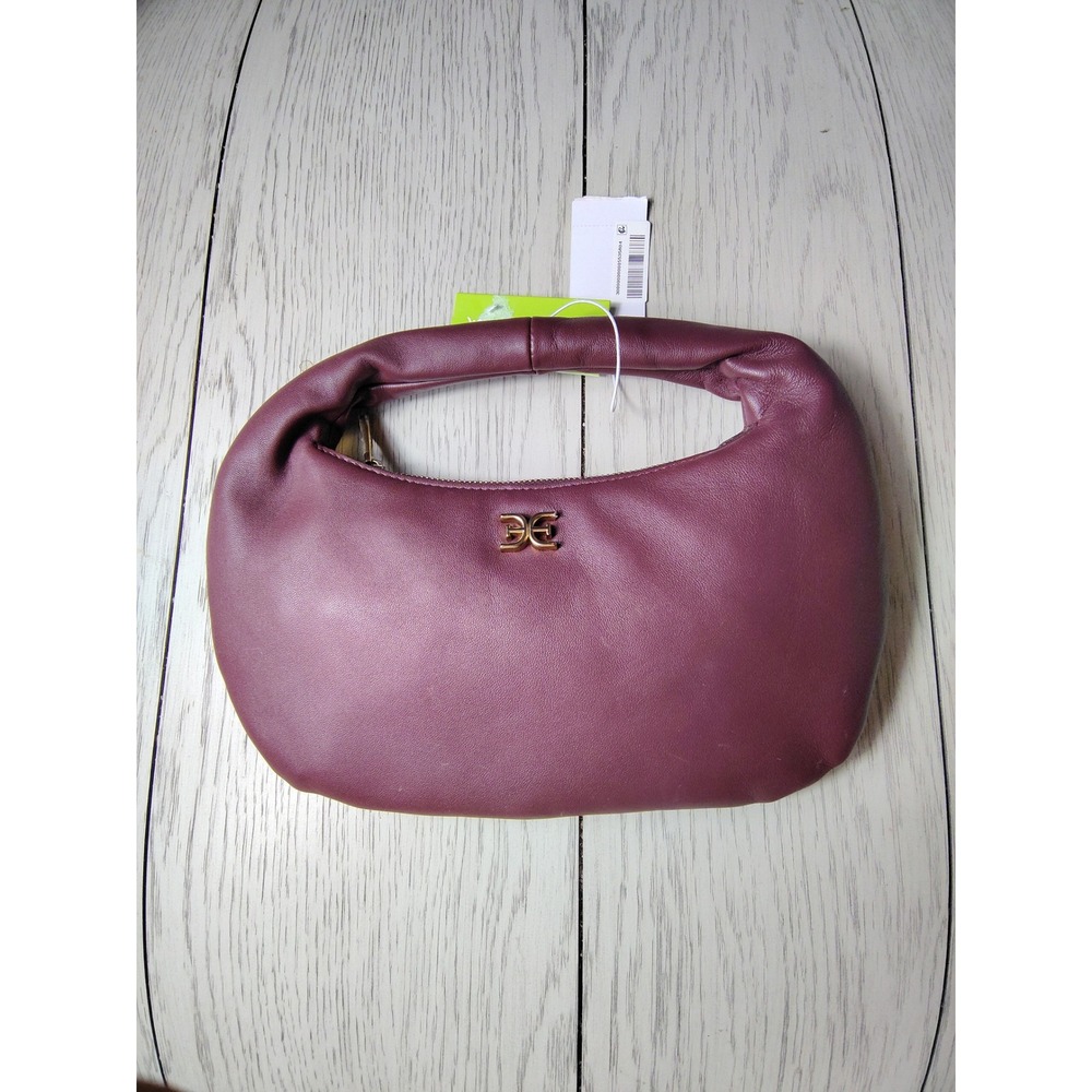 Sam Edelman Women Plum Leather Small Hobo Bag Crescent Padded Handle New